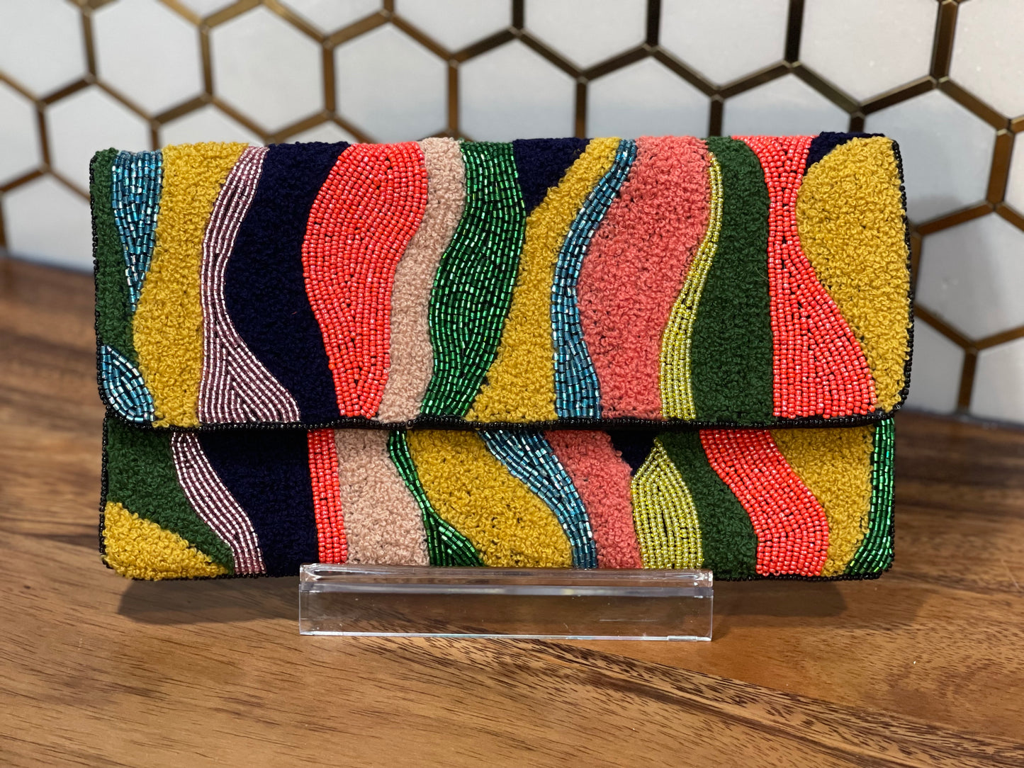 MULTI COLOR BEADED CLUTCH