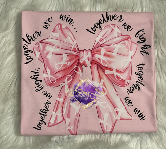 Breast Cancer Bow T-shirt, Together We Fight T-shirt, Breast Cancer Support T-shirt