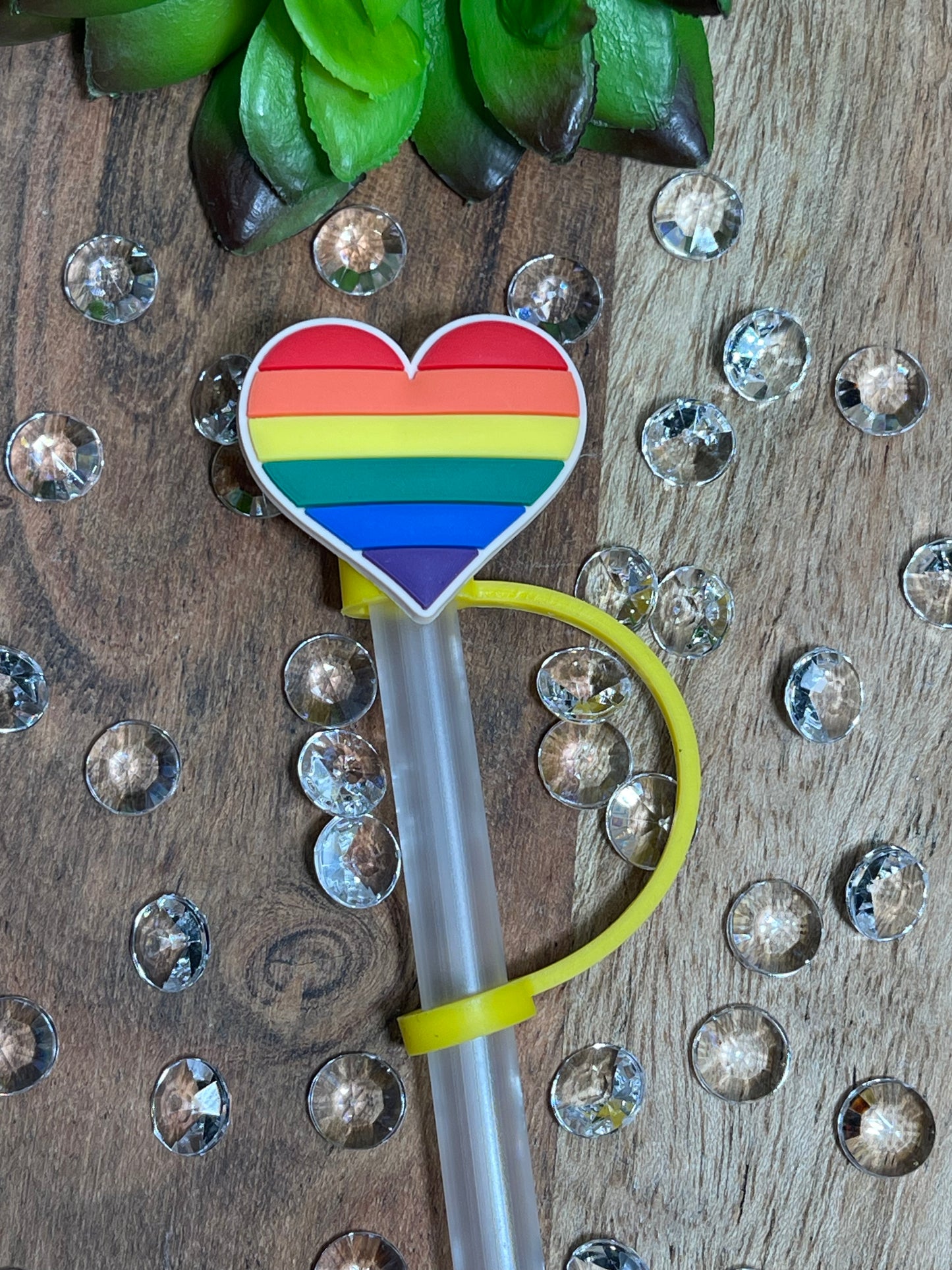 Rainbow Heart Straw Topper